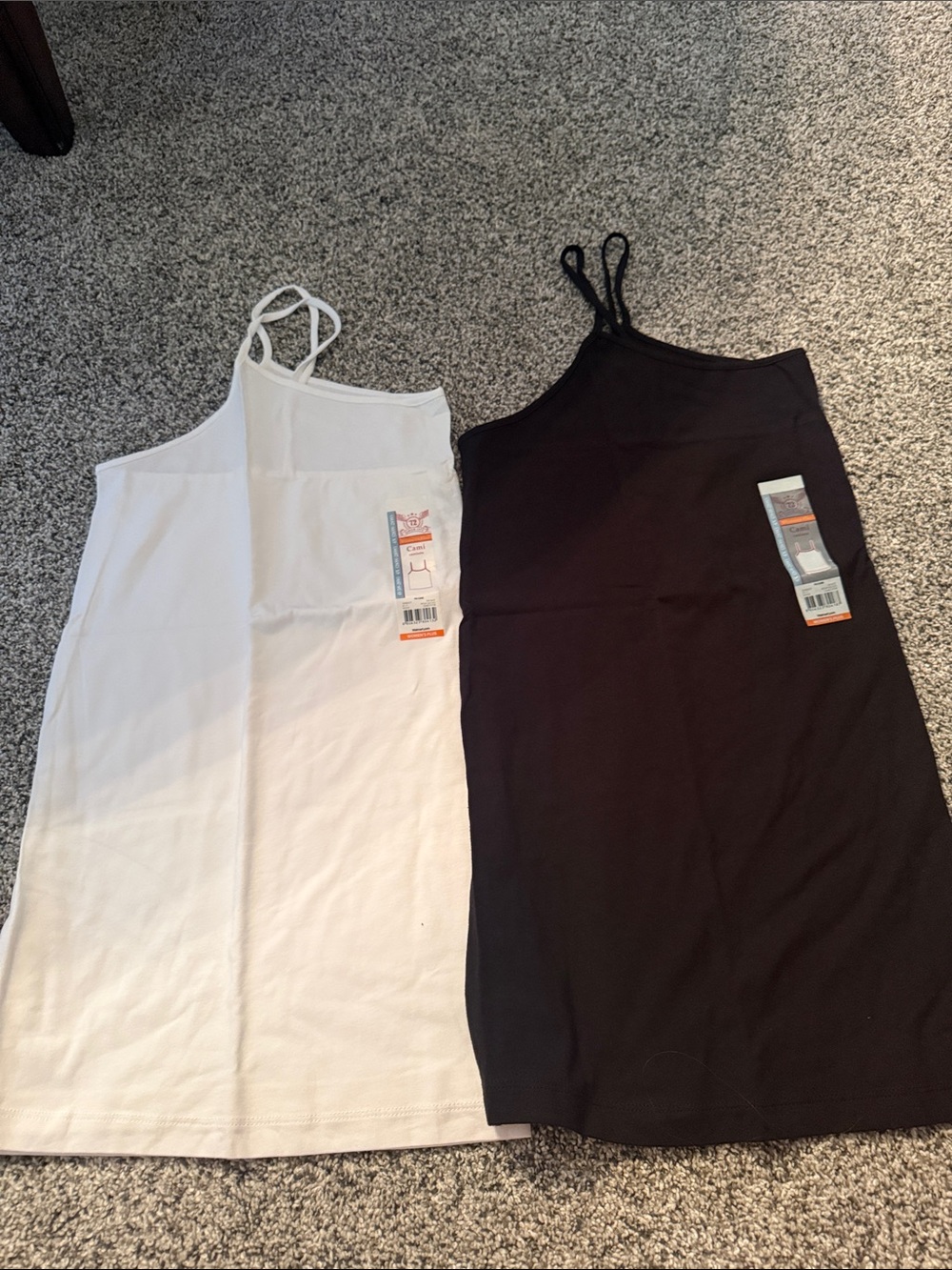Faded Glory White and Black Camisole Tops - Pack of 2